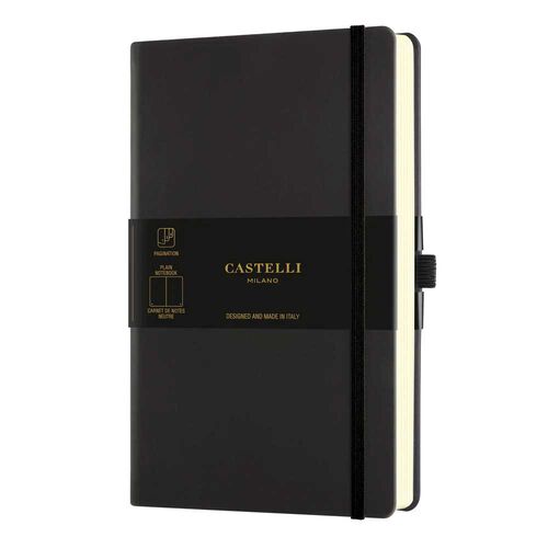 Castelli Aquarella A5 Plain Black Sepia Notebook